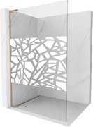 Mexen Kioto L sprchová stena Walk-in 70 x 200 cm, biely vzor, brúsená meď - 800-070-103-65-85