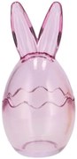 Pastelová ružová sklenená dóza vajíčko s uškami Rabbi - Ø 8*17 cm