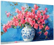 Obraz - Váza ružových kvetov (90x60 cm)