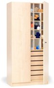 Skriňa THEO, s priehradkami a zásuvkami, 1000x470x2100 mm, breza