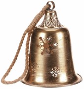 Závesný kovový Zvon, zlatá, 20 x 20 x 58 cm