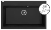 Laveo Tau, 1-komorový granitový drez 800x500x215 mm, čierna, LAV-SBT_B108