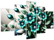 Obraz - 3D tyrkysové kvety (150x105 cm)