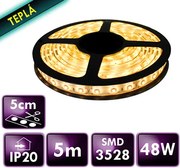 ECOLIGHT LED pásik - SMD 2835 - 5m - 600/5m - 9,6 W/m - IP20 - teplá biela