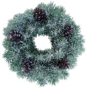 Plastový veniec zasnežený so šiškami, pr. 28 cm