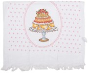 Biely kuchynský froté uterák s tortkou - 40*66 cm