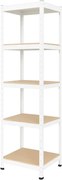Regál 180x40x40 cm lakovaný 5-policový, nosnosť 875 kg - biely