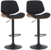 2x Barová stolička Clawson - látka, čierny rám - orech/čierna
