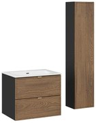 Kúpeľňová zostava s doskou, skrinkami a zápustným umývadlom Talia Casella 60 cm čierny mat/dub casella