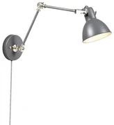 Priemyselná nástenná lampa sivá nastaviteľná - Dazzle