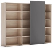 PLAN Skriňa vysoká otvorená dlhá BLOCK Wood, 2390 x 400 x 1748, grafitová