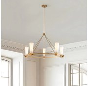 Elstead KRISTY5-DG-OPAL - Luster na tyči KRISTY 5xE27/40W/230V medený