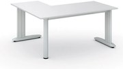 Rohový kancelársky písací stôl PRIMO FLEXIBLE, 160x140 cm, biela