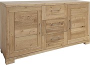 Drevená komoda s 3 zásuvkami a dvierkami, 140x43x75 cm