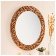 Atmosphera - Nástenné zrkadlo ANOKI pr. 99 cm eukalyptus