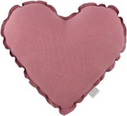 Mini ľanový vankúš srdca sýto ružová 28 cm