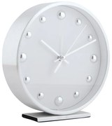 Karlsson 5970WH dizajnové stolové hodiny/budíkbiela, priemer  16 cm