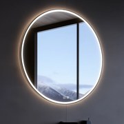 Nimco Čierne okrúhle LED zrkadlo pr. 900 mm s dvoma dotykovými senzormi - ZPC 28003RVX-90