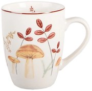 Biely porcelánový hrnček s hubkami Little Forest Jewels - 12 * 8 * 10 cm / 300 ml