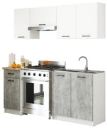 Kuchynská linka Olivie 1,8 m biela/betón/dub sonoma