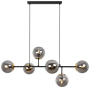 Závesné svietidlo Paris, 6x grafitové sklenené tienidlo, B/G