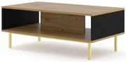 Konferenčný stolík Rowanna (dub artisan + čierna + zlatá). Akcia -20%. Vlastná spoľahlivá doprava až k Vám domov. 1124997