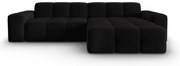 Čierna zamatová rohová pohovka (pravý roh) Kendal - Micadoni Home