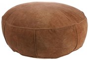 Hnedý kožený pouf Fringe XL - Ø 80 * 20 cm