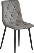 Sivá zamatová stolička LIBRA SILVER GREY s čiernymi nohami