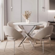 OKRÚHLY JEDÁLENSKÝ STÔL PASCAL CHRÓM + KERAMICKÁ DOSKA MRAMOR 90 cm