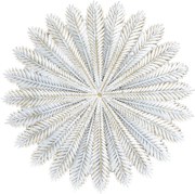 Biely antik dekoračný tanierik s dekorom listov Spie - Ø 20*1 cm