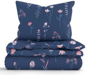 Francúzske bavlnené obliečky Renforcé - Vlčie maky tmavo modré