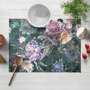 Biante Dekoračné prestieranie na stôl BM-010 Veľké fialové kvety na tmavo zelenom 30x40 cm
