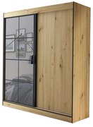 Šatníková skriňa 180 cm Oklahoma 2 (dub artisan + čierna). Akcia -20%. Vlastná spoľahlivá doprava až k Vám domov. 1043176