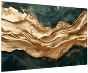 Obraz - Zelená abstrakcia so zlatom II. (90x60 cm)