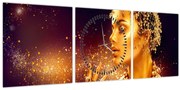 Obraz - Zlatý makeup (s hodinami) (90x30 cm)