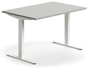 Kancelársky stôl QBUS, rovný, 1200x800 mm, T-rám, biely rám, svetlošedá