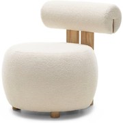 Krémové dizajnové kreslo HANNA, dub