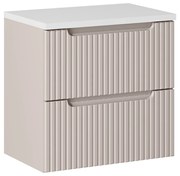 Závěsná skříňka Nova Cashmere II s deskou 60 cm kašmírová/bílá