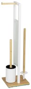 Biely/v prírodnej farbe oceľový stojan na toaletný papier so štetkou Rivalta – Wenko