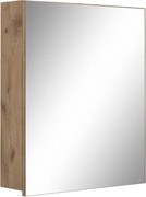 Závesná kúpeľňová skrinka so zrkadlom v dekore duba v prírodnej farbe 60x70 cm Wisla – Støraa