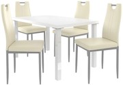 Jedálenský set 1 + 4 Belini biely / krémový Roberto ROB/0/ZES/W/4KR