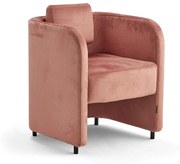 Kreslo COMFY, na nožičkách, zamatová tkanina, lososová ružová