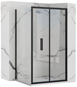 Rea Rapid Fold, sprchovací kút so skladacími dverami 80(dvere) x 80(stena) x 195 cm, číre sklo, čierny profil, KPL-09898