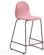 Barová stolička GANDER, s klzákmi, výška sedu 630 mm, čalúnená, červená