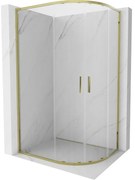 Mexen Exo, polkruhový posuvný sprchový kút 90 x 80 cm, číre sklo, zlatá, 8132-090-080-50-00