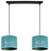 Závesné svietidlo Werona 4, 2x modré textilné tienidlo so vzorom, (výber z 2 farieb konštrukcie), g