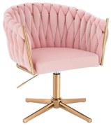 LuxuryForm DESIGN Stolička NORDEN VELUR na zlatom krížii - ružová