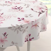 Biante Bavlnený okrúhly obrus Sandra SA-583 Ružové kvety s vetvičkami na bielom Ø 50 cm