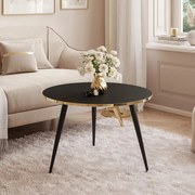 OKRÚHLY KONFERENČNÝ STOLÍK LEONARDO GLAM ČIERNY MATNÝ + ZLATY